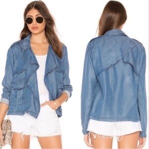 Splendid Draped Style Denim Cargo Pockets Blue Jean Jacket Size Small